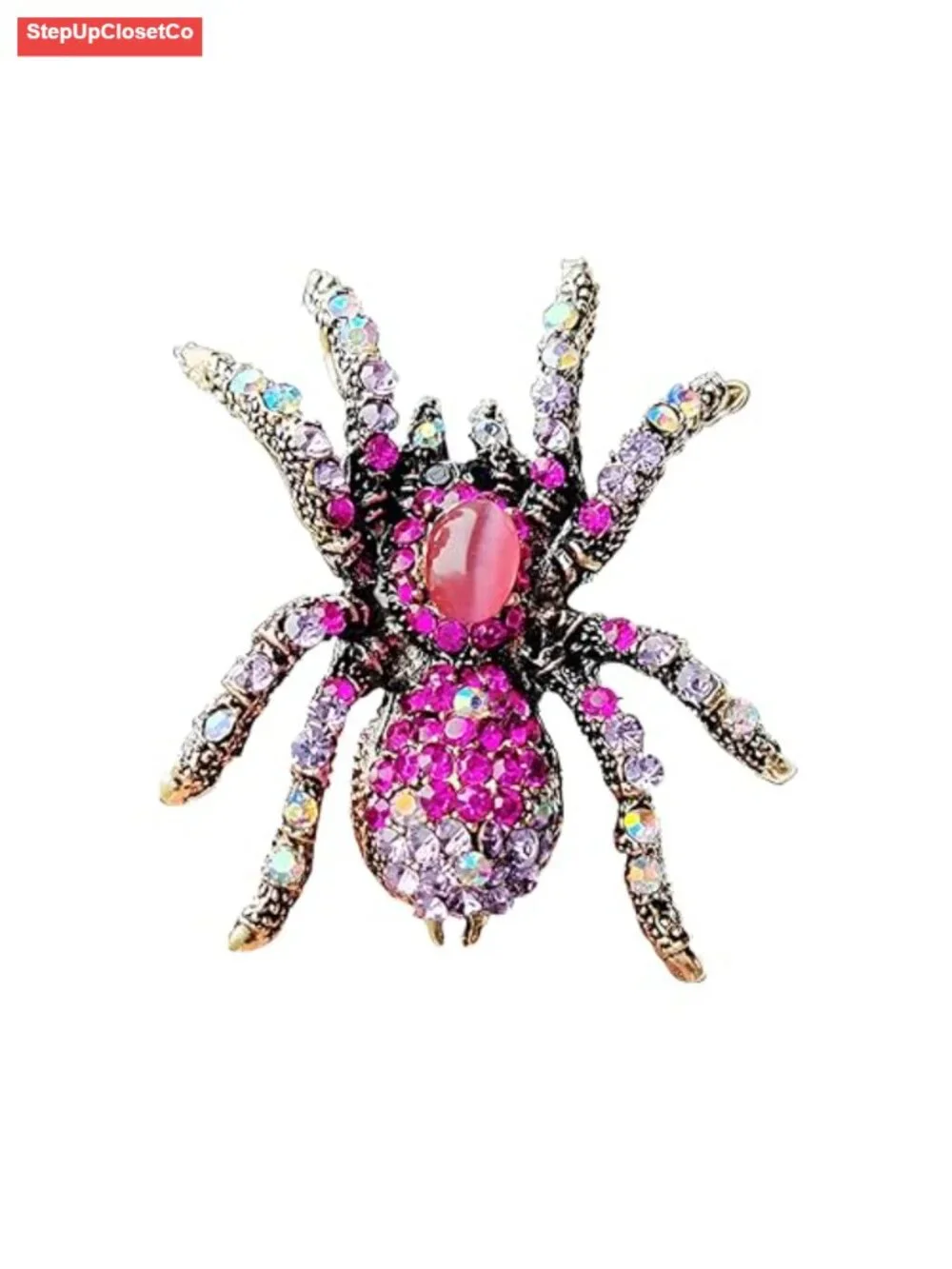 Rhinestone Spider Brooch Pin for Women Men Halloween Costume Accessory